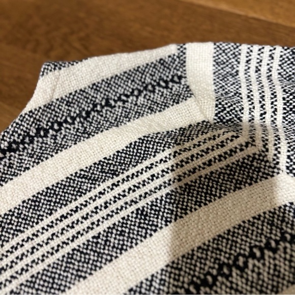 Eileen Fisher Organic Cotton Stripe Fringe Thick 3/4 Sleeve Boxy Sweater M soft - Picture 4 of 12